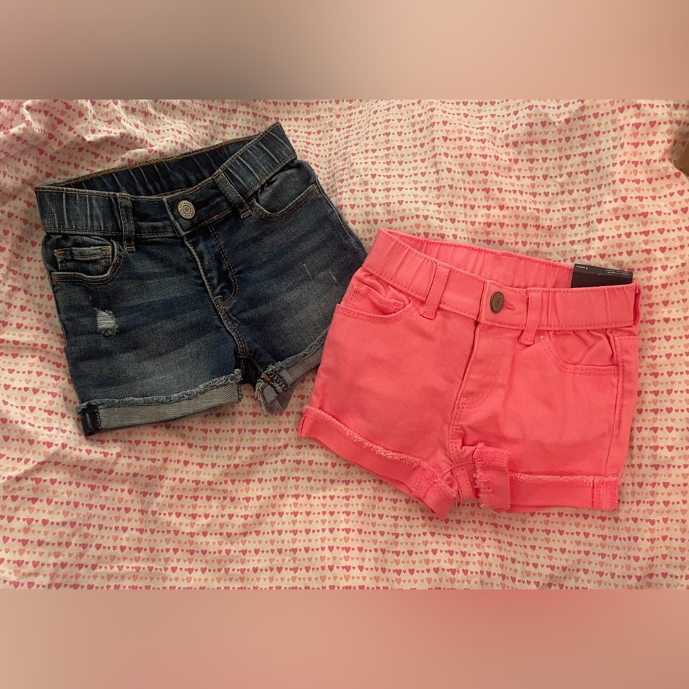 GAP shortie shorts toddler girl bundle 2T medium wash denim and bright pink NEW